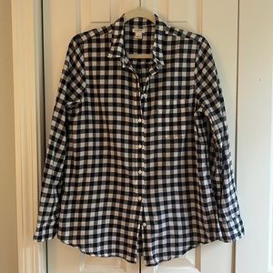 J.Crew Women’s Button Down Navy Blue Gingham Print - size M